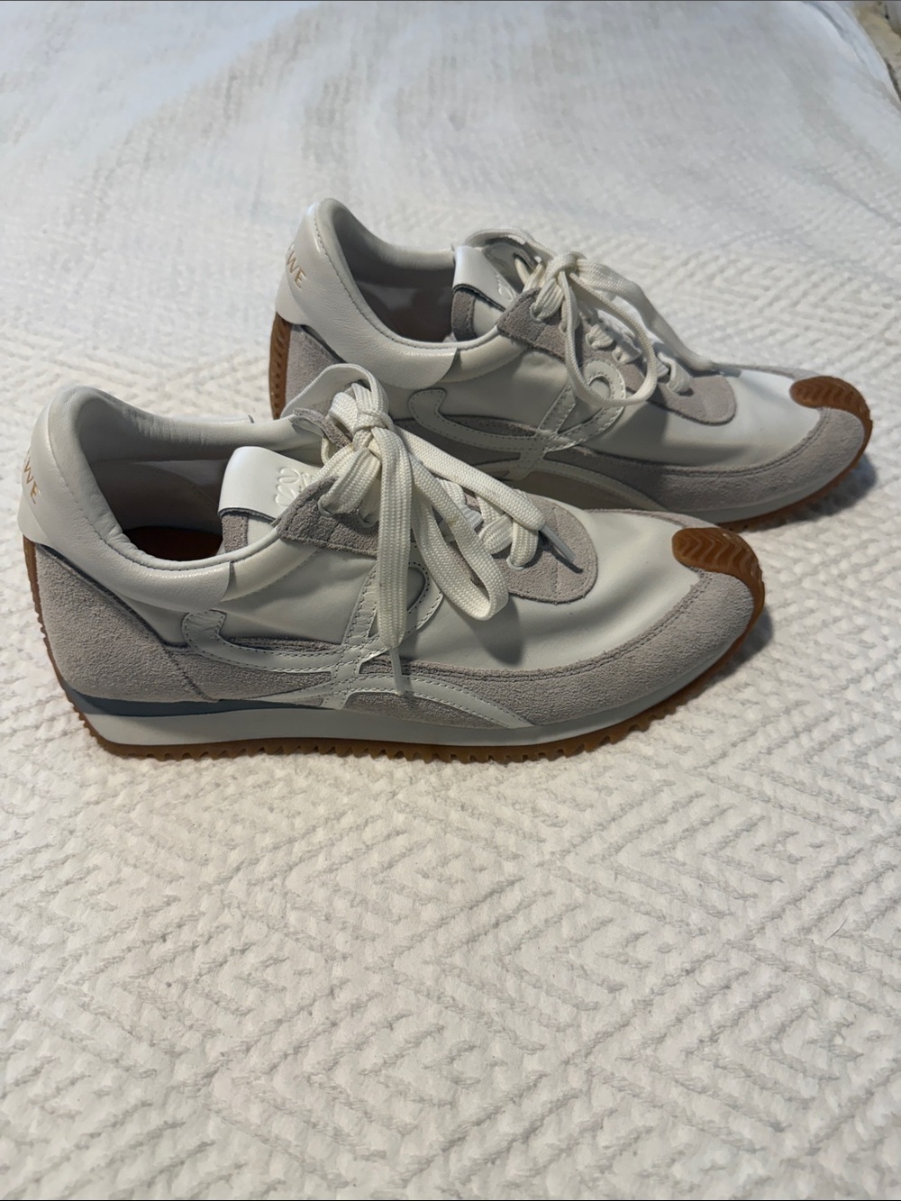 Loewe White, Light Gray and Gum-Trim Runner Sneakers
